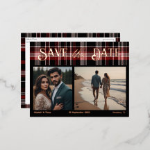 Zwart & Rood Schots Tartan Save the Date