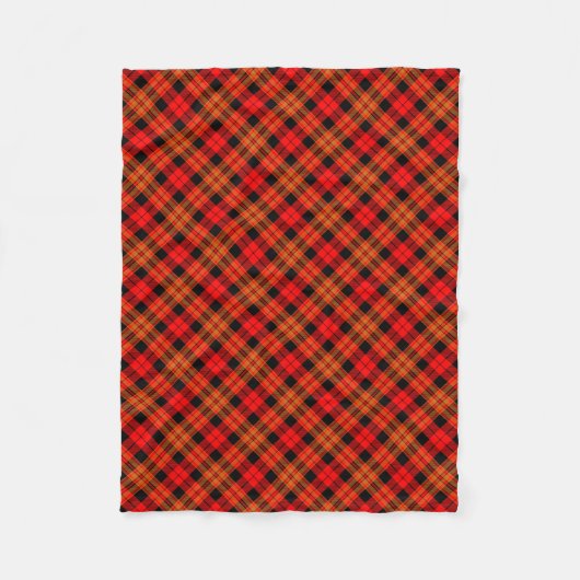 Zwart Rood Sinaasappel Naadloos Tartan Fleece Deken (Voorkant)