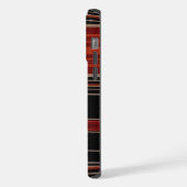 Zwart Rood Sinaasappel Wit Azteeks Patroon iPhone Hoesje (Linkerkant)