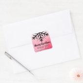 Zwart-rood Snowflake op maat van kerstmis Vierkante Sticker (Envelop)