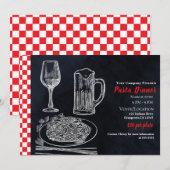 Zwart Rood Spaghetti Pasta Krijt Eetfeest Evenemen Kaart (Voorkant / Achterkant)
