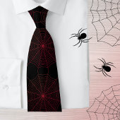 Zwart rood spinnenweb Halloween patroon (2 zijden) Stropdas