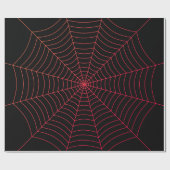 Zwart rood spinnenweb Halloween patroon Cadeaupapier (Vlak)