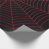 Zwart rood spinnenweb Halloween patroon Cadeaupapier (Hoek)