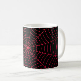 Zwart rood spinnenweb Halloween patroon Koffiemok