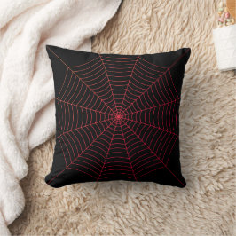 Zwart rood spinnenweb Halloween patroon Kussen