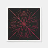 Zwart rood spinnenweb Halloween patroon Servet (Voorkant)