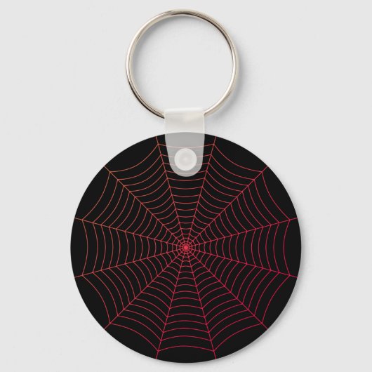 Zwart rood spinnenweb Halloween patroon Sleutelhanger (Voorkant)
