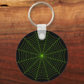 Zwart rood spinnenweb Halloween patroon Sleutelhanger (Achterkant)