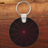 Zwart rood spinnenweb Halloween patroon Sleutelhanger (Voorkant)