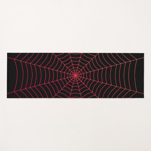 Zwart rood spinnenweb Halloween patroon Yogamat (Voorkant (horizontaal))
