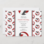 zwart rood sportief meisjes volleybal verjaardagsf kaart (Voorkant)