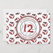 zwart rood sportief meisjes volleybal verjaardagsf kaart (Achterkant)