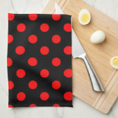 Zwart rood stippen ontwerp  theedoek (Quarter Fold)