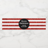 Zwart Rood Strepen Custom Vrolijk Kerstfeest Waterfles Etiket (Enkel label)