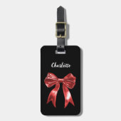 Zwart rood stripnaam script bagagelabel (Voorkant verticaal)