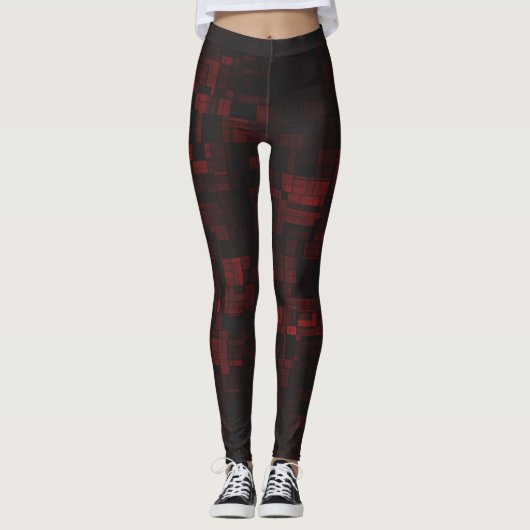 Zwart Rood Subtiel Spelen op Kleur Vrouwen Comfort Leggings (Voorkant)