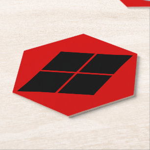  Zwart Rood Takeda Japan Mon Kamon Oriental Kartonnen Onderzetters