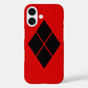 Zwart Rood Takeda Japan Mon Oosterse Kunst iPhone 16 Hoesje