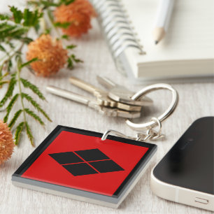  Zwart Rood Takeda Japan Mon Oosterse Kunst Sleutelhanger