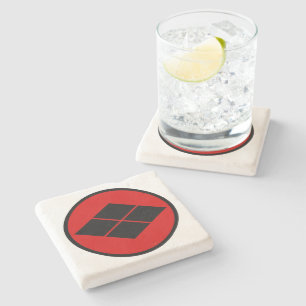  Zwart Rood Takeda Japan Mon Oosterse Kunst Stenen Onderzetter