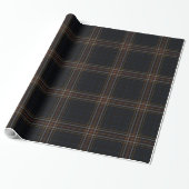 Zwart Rood Tartan Plaid Cadeaupapier (Uitgerold)