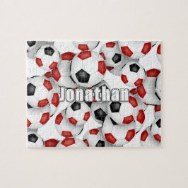 zwart rood team kleuren jongens voetbal legpuzzel