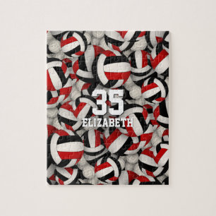 zwart rood team kleuren meisjes volleybal legpuzzel