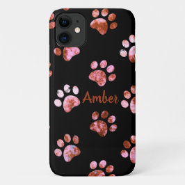 Zwart Rood Textuur Pootafdruk Patroon Persoonlijk Case-Mate iPhone Case