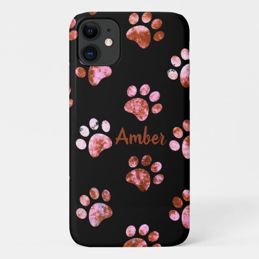 Zwart Rood Textuur Pootafdruk Patroon Persoonlijk Case-Mate iPhone Case (Achterkant)