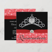 Zwart Rood Tiara Zwart Rood Quinceanera Kaart (Voorkant / Achterkant)