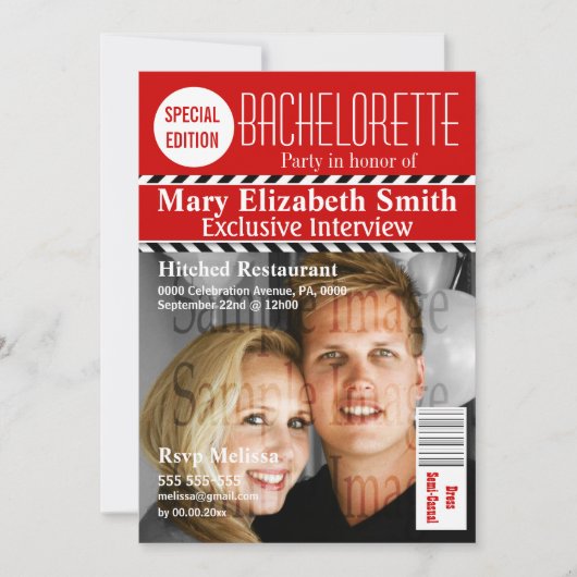 Zwart rood tijdschrift chevron PERSONALIZE Kaart (Voorkant)