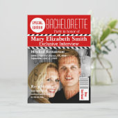 Zwart rood tijdschrift chevron PERSONALIZE Kaart (Staand voorkant)