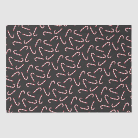 Zwart rood Traditionele Candy Cane Vintage Kerstmi Tissuepapier (Voorkant)