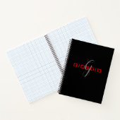 Zwart Rood Uw Naam Initiaal Modern Monogram Notitieboek (Binnen)