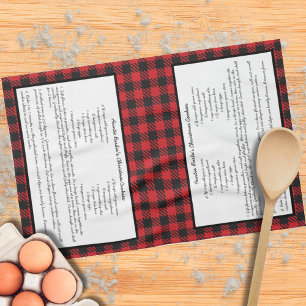 Zwart Rood Vakantie Gingham Schotland Geruite Fami Theedoek