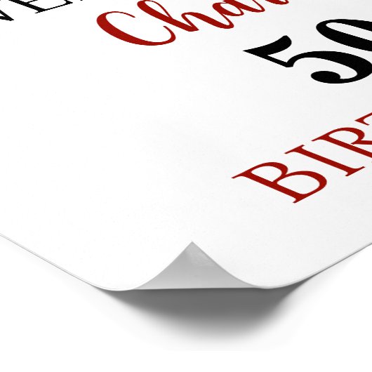 Zwart Rood Verjaardagsfeestje Custom 12x18 Foto Poster (Hoek)