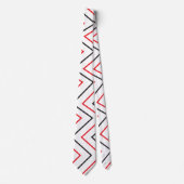 Zwart-rood - verticaal Chevron Stripe Patroon Stropdas (Voorkant)