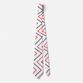 Zwart-rood - verticaal Chevron Stripe Patroon Stropdas