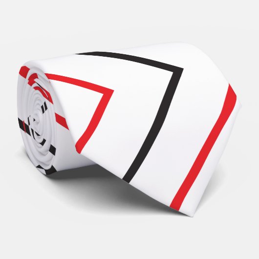 Zwart-rood - verticaal Chevron Stripe Patroon Stropdas (Opgerold)