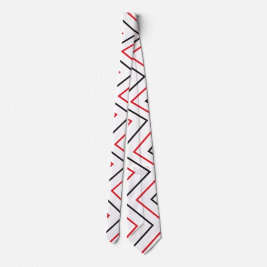 Zwart-rood - verticaal Chevron Stripe Patroon Stropdas (Achterkant)