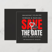 Zwart Rood Vet Save The Date Love Theme (Voorkant / Achterkant)