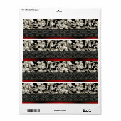 Zwart-rood vocht patroon etiket (Full Sheet)
