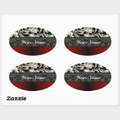 Zwart-rood vocht patroon ovale sticker (Vel)