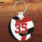 Zwart Rood Volleybal Koop single of bulk bestellin Sleutelhanger (Voorkant)