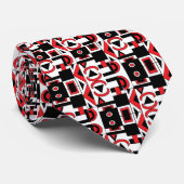 Zwart rood wit Abstract geometrisch modern patroon Stropdas (Opgerold)