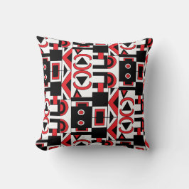 Zwart rood wit Abstract geometrisch patroon Kussen
