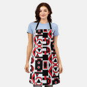 Zwart rood wit Abstract geometrisch patroon Schort (Gedragen)