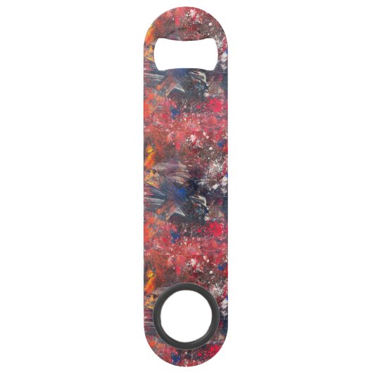 Zwart Rood Wit Blauw Roestvrij staal Fles Opener Speed Flessenopener (Voorkant)