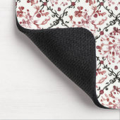 Zwart Rood Wit Bloemmotief Muismat (Hoek)